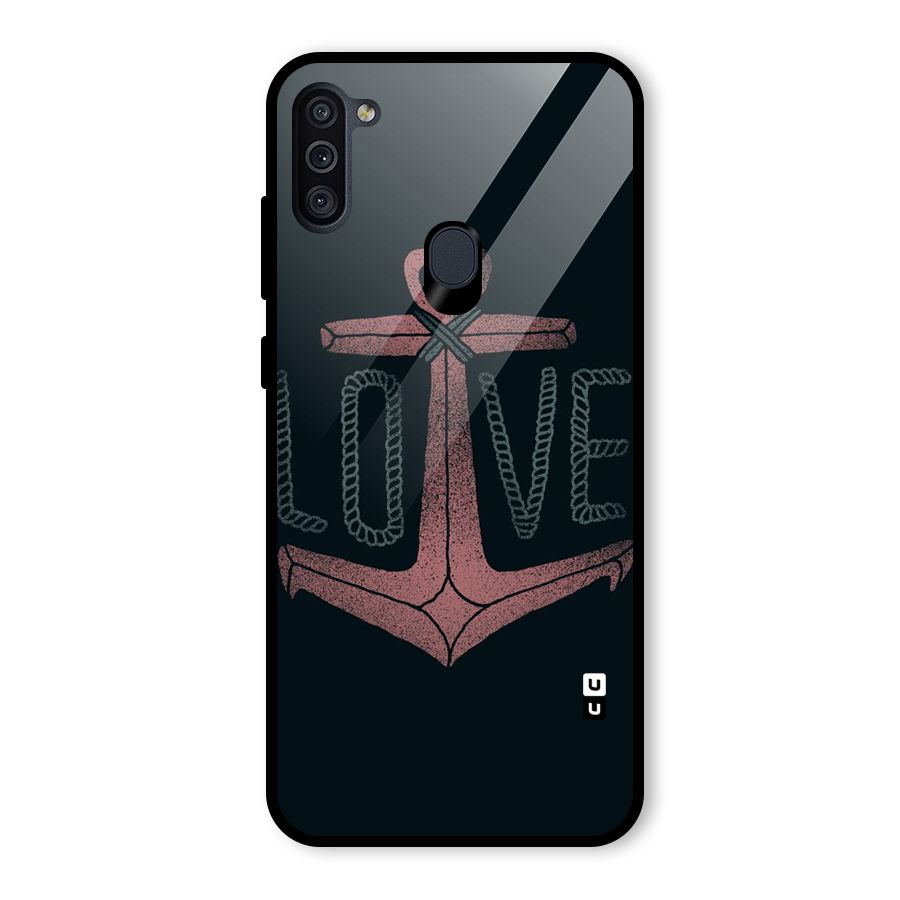 Love Anchor Form Glass Back Case for Galaxy M11