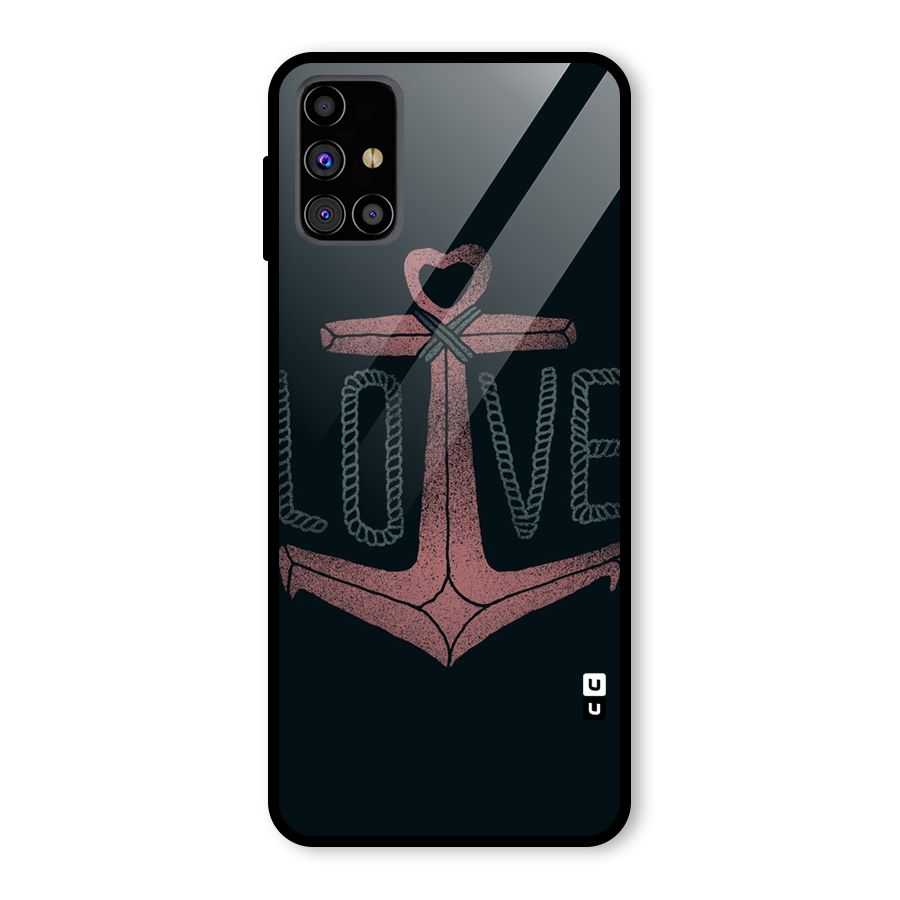 Love Anchor Form Glass Back Case for Galaxy M31s