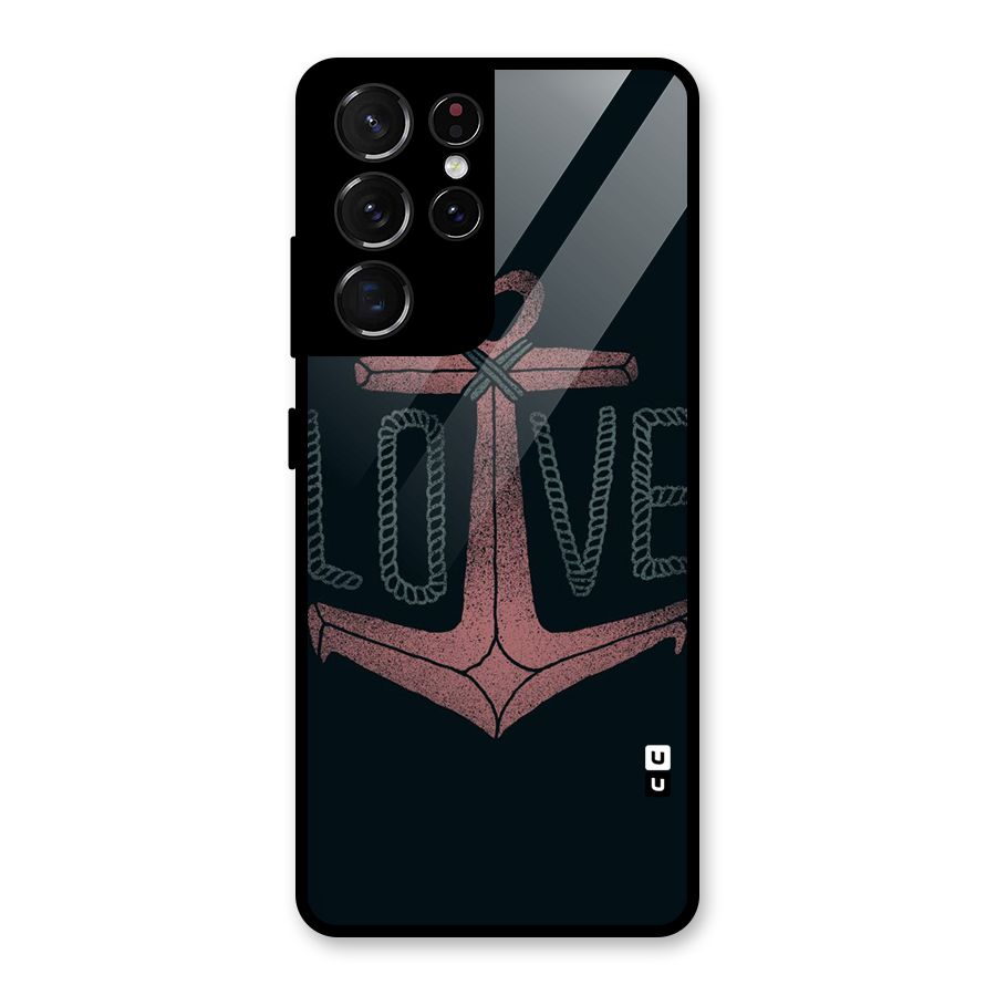 Love Anchor Form Glass Back Case for Galaxy S21 Ultra 5G