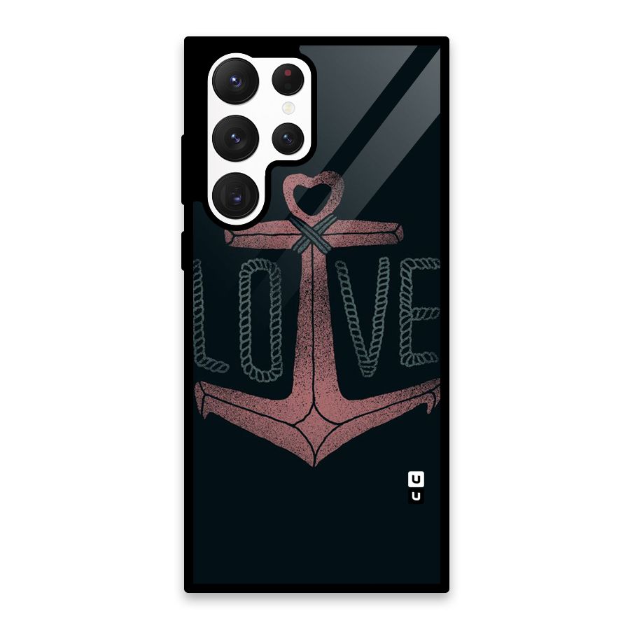 Love Anchor Form Glass Back Case for Galaxy S22 Ultra 5G