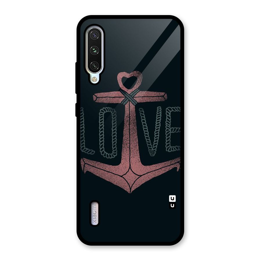 Love Anchor Form Glass Back Case for Mi A3