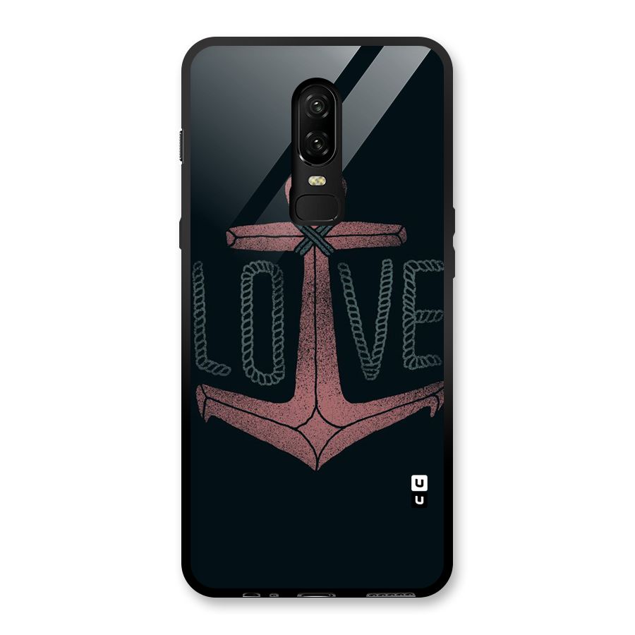 Love Anchor Form Glass Back Case for OnePlus 6
