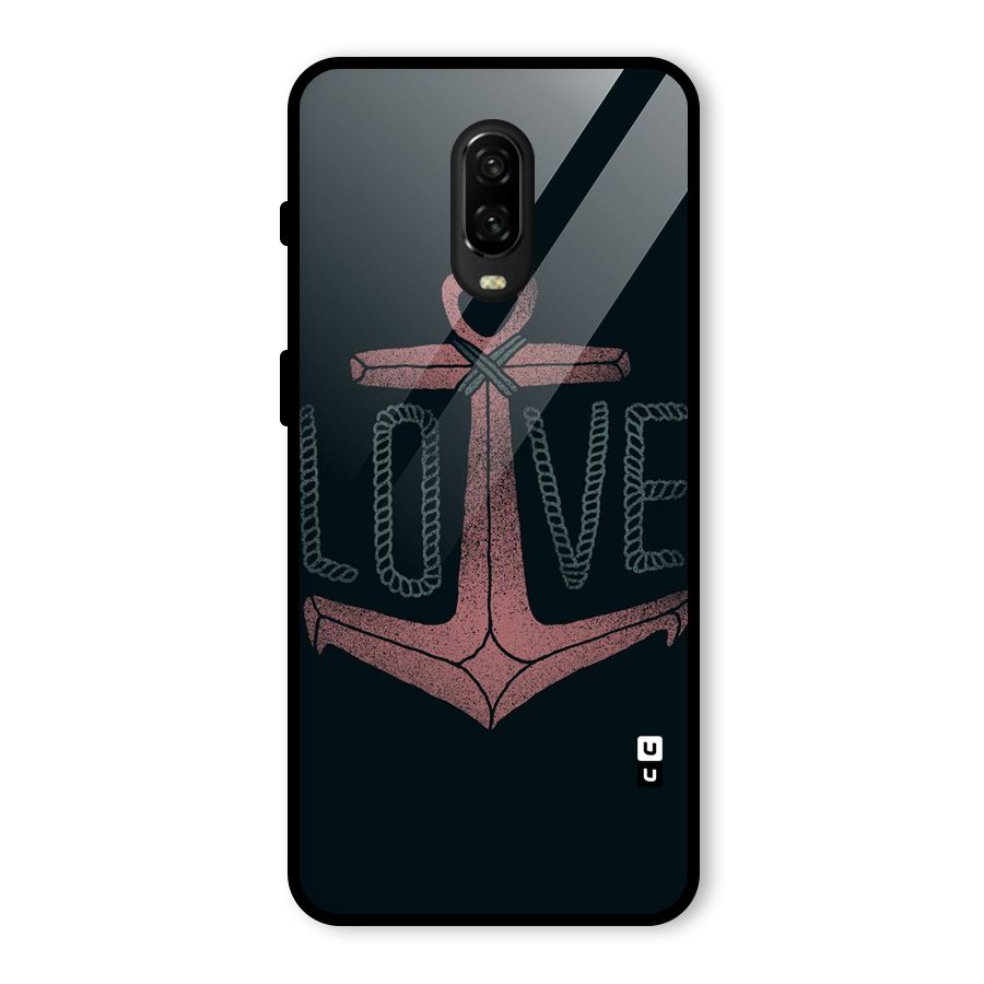 Love Anchor Form Glass Back Case for OnePlus 6T