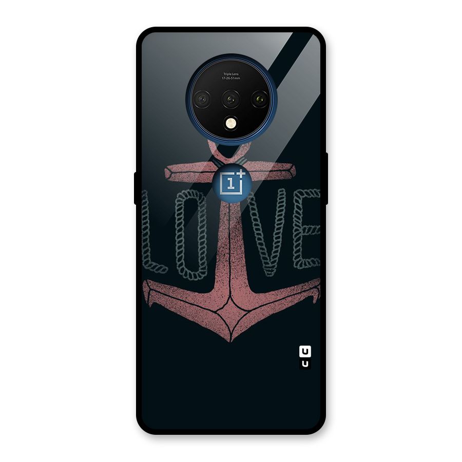 Love Anchor Form Glass Back Case for OnePlus 7T