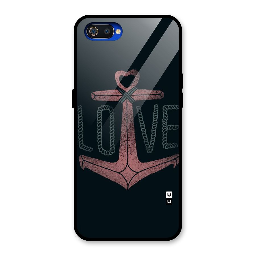 Love Anchor Form Glass Back Case for Realme C2