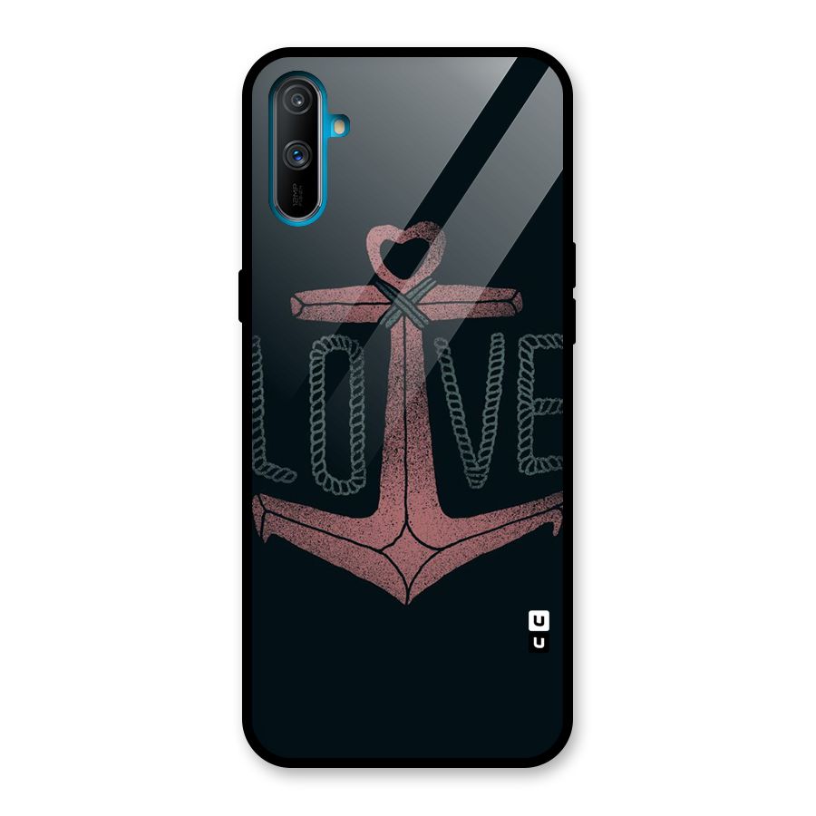 Love Anchor Form Glass Back Case for Realme C3