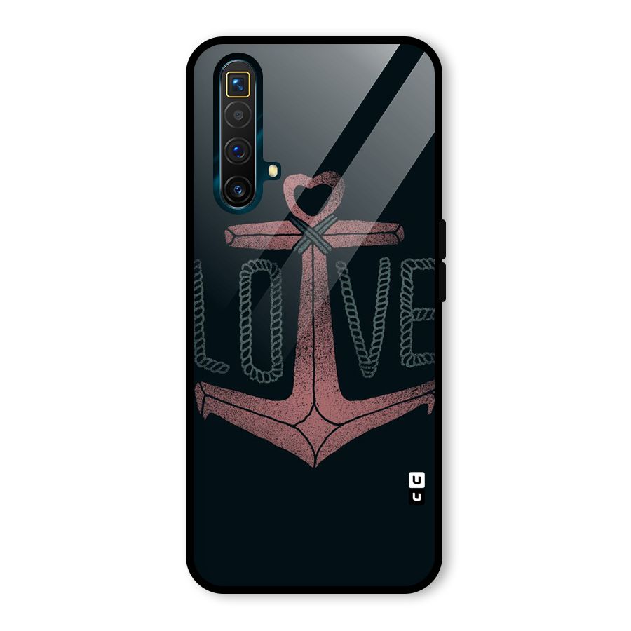 Love Anchor Form Glass Back Case for Realme X3