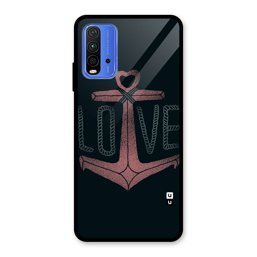 Love Anchor Form Glass Back Case for Redmi 9 Power