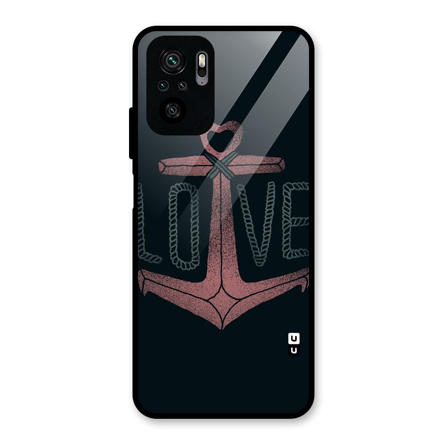 Love Anchor Form Glass Back Case for Redmi Note 10S