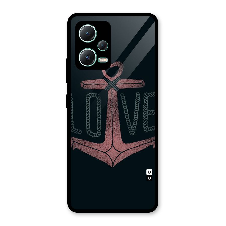 Love Anchor Form Glass Back Case for Redmi Note 12 5G