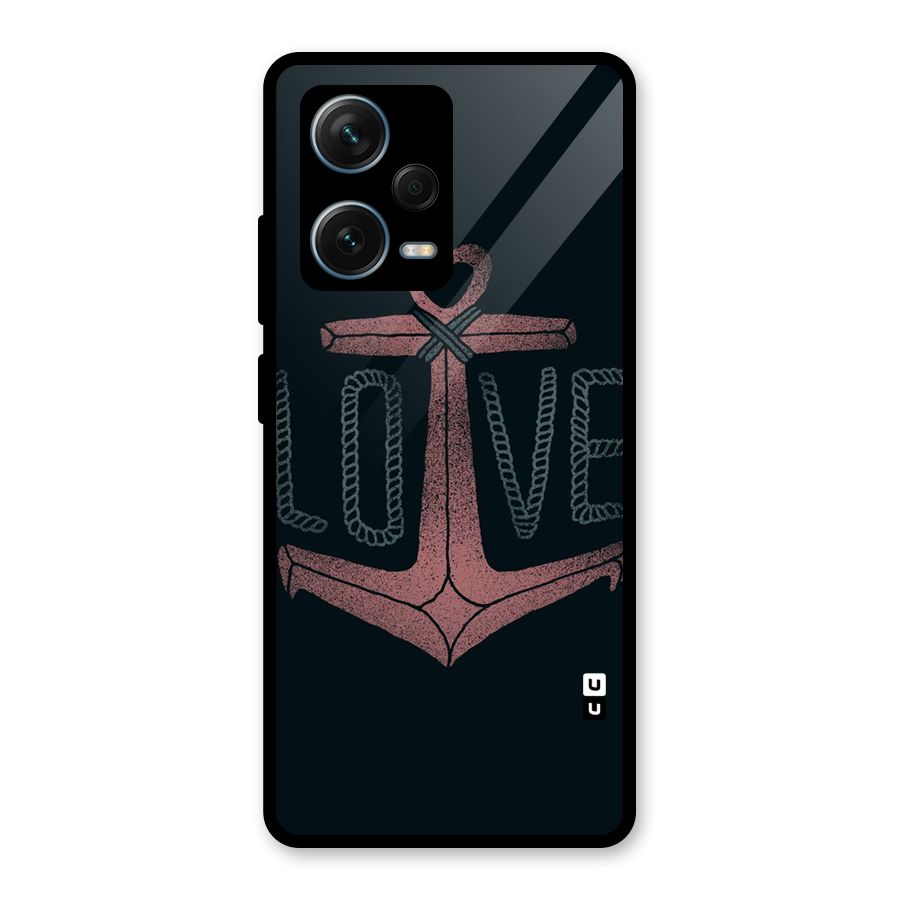 Love Anchor Form Glass Back Case for Redmi Note 12 Pro Plus 5G