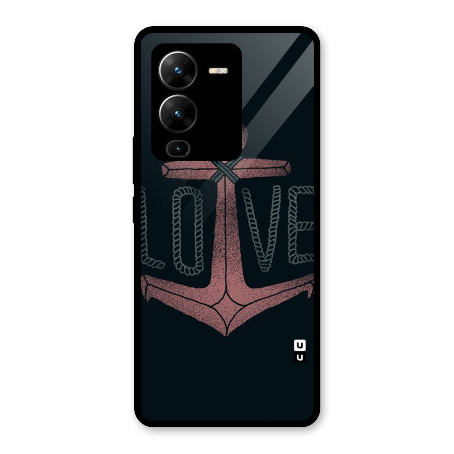 Love Anchor Form Glass Back Case for Vivo V25 Pro