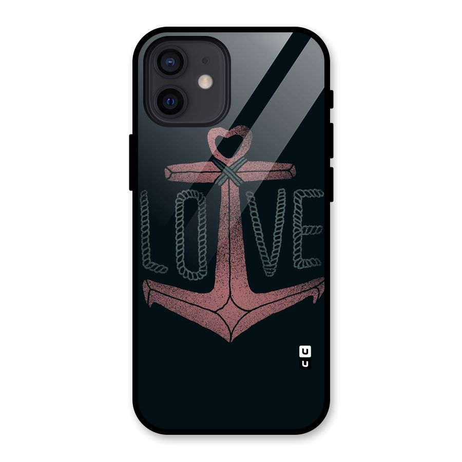 Love Anchor Form Glass Back Case for iPhone 12
