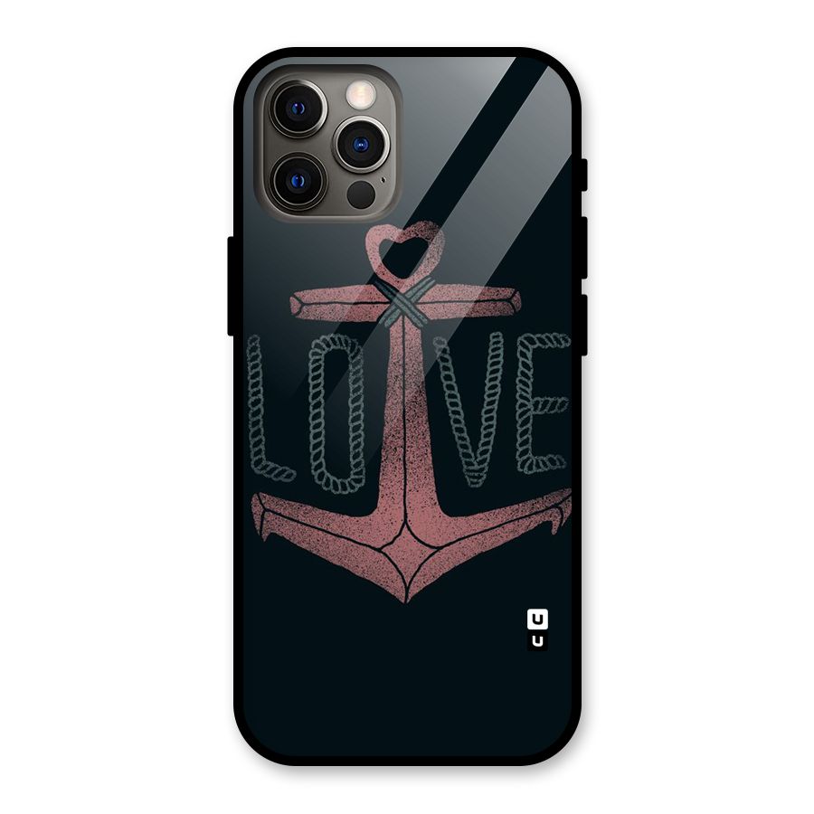 Love Anchor Form Glass Back Case for iPhone 12 Pro
