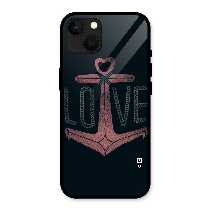Love Anchor Form Glass Back Case for iPhone 13