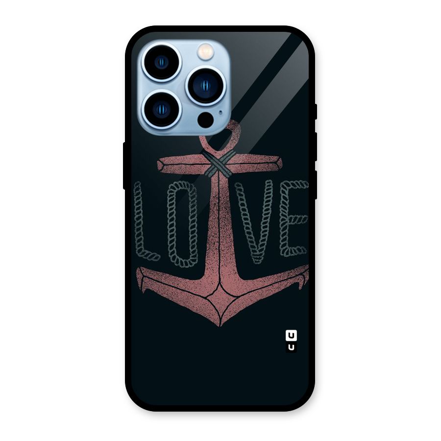 Love Anchor Form Glass Back Case for iPhone 13 Pro