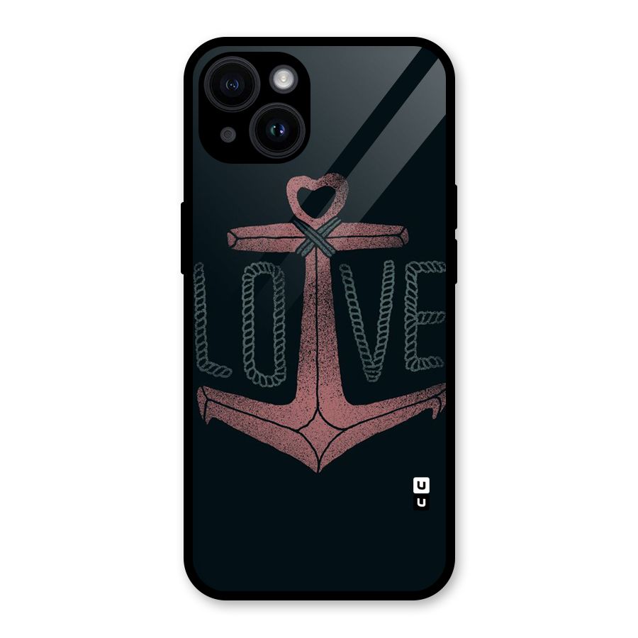 Love Anchor Form Glass Back Case for iPhone 14