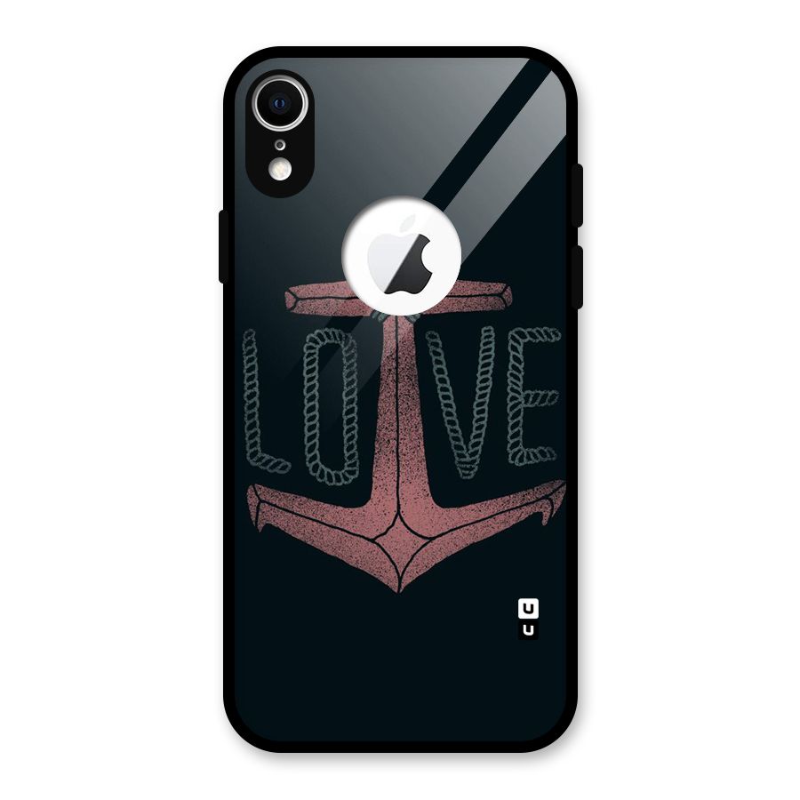 Love Anchor Form Glass Back Case for iPhone XR Logo Cut