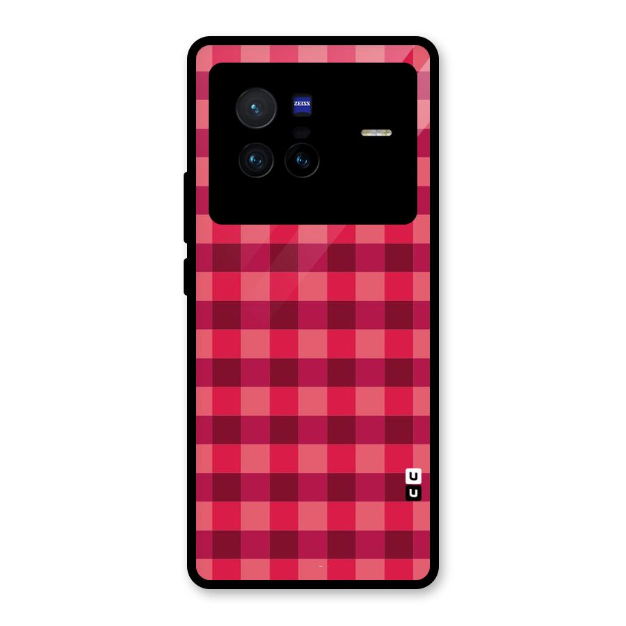 Love Checks Glass Back Case for Vivo X80