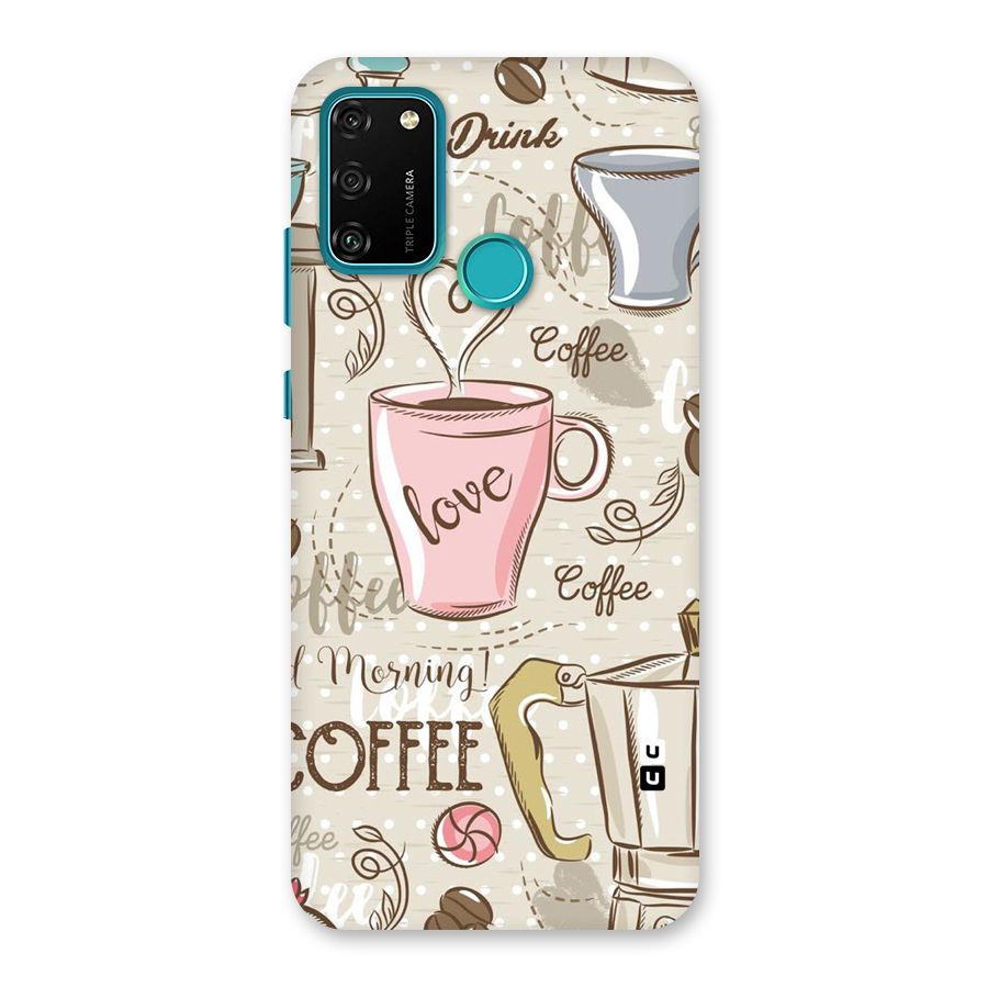 Love Coffee Design Back Case for Honor 9A