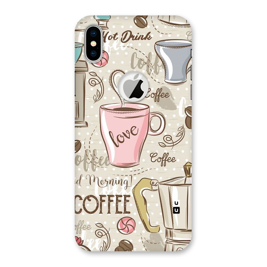 Love Coffee Design Back Case for iPhone XS Logo Cut