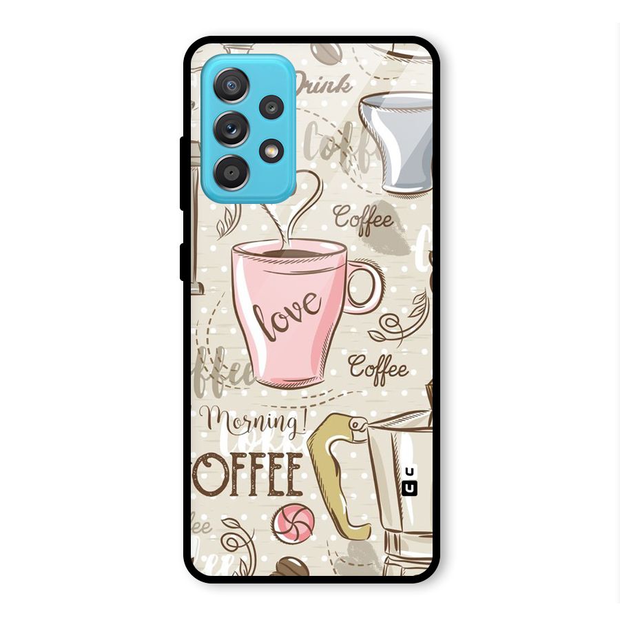 Love Coffee Design Glass Back Case for Galaxy A52s 5G