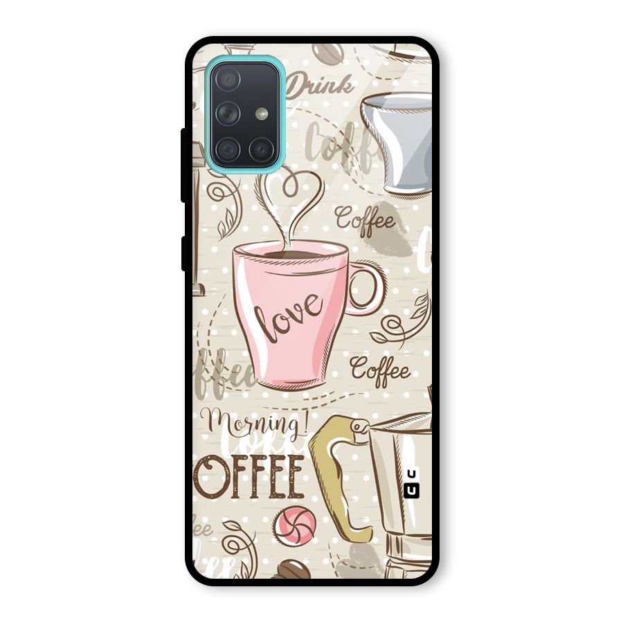 Love Coffee Design Glass Back Case for Galaxy A71