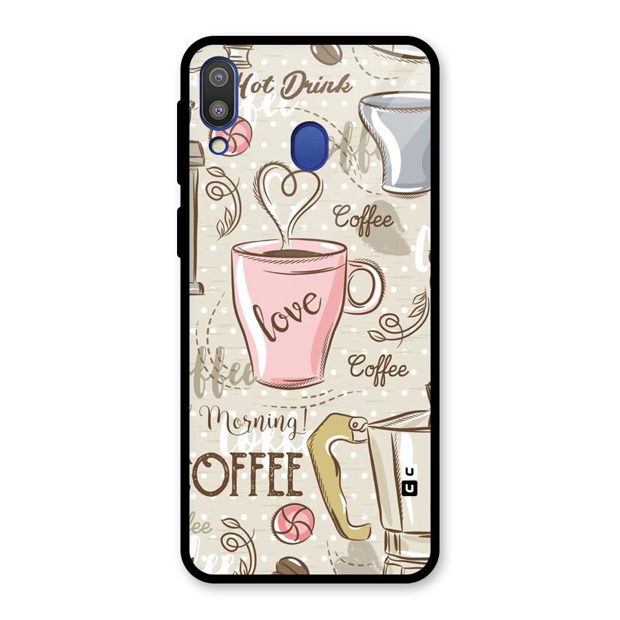Love Coffee Design Glass Back Case for Galaxy M20