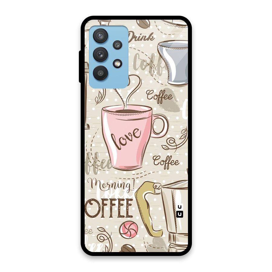 Love Coffee Design Glass Back Case for Galaxy M32 5G