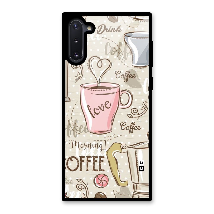 Love Coffee Design Glass Back Case for Galaxy Note 10