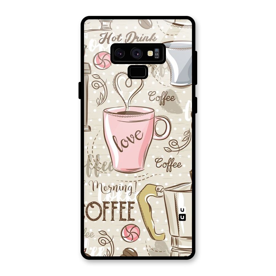 Love Coffee Design Glass Back Case for Galaxy Note 9