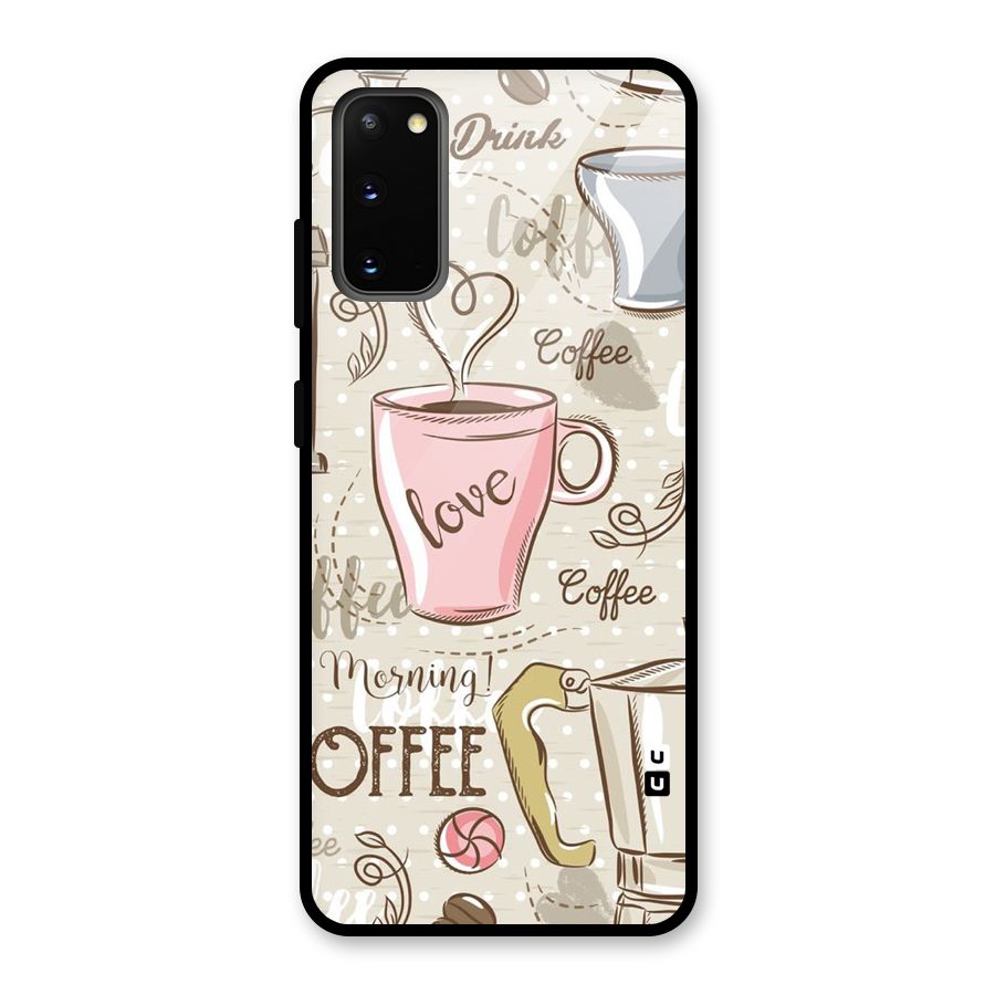 Love Coffee Design Glass Back Case for Galaxy S20