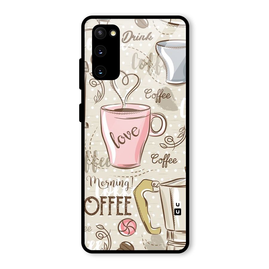 Love Coffee Design Glass Back Case for Galaxy S20 FE 5G