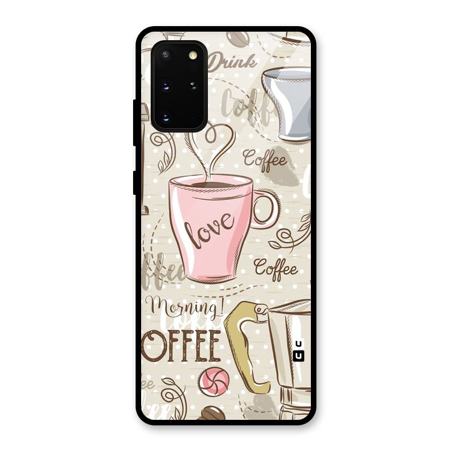 Love Coffee Design Glass Back Case for Galaxy S20 Plus