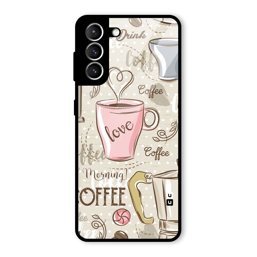 Love Coffee Design Glass Back Case for Galaxy S21 5G