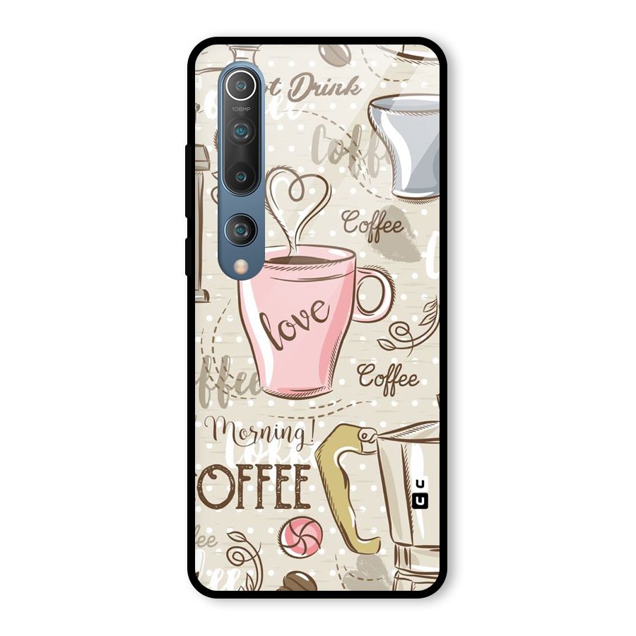 Love Coffee Design Glass Back Case for Mi 10