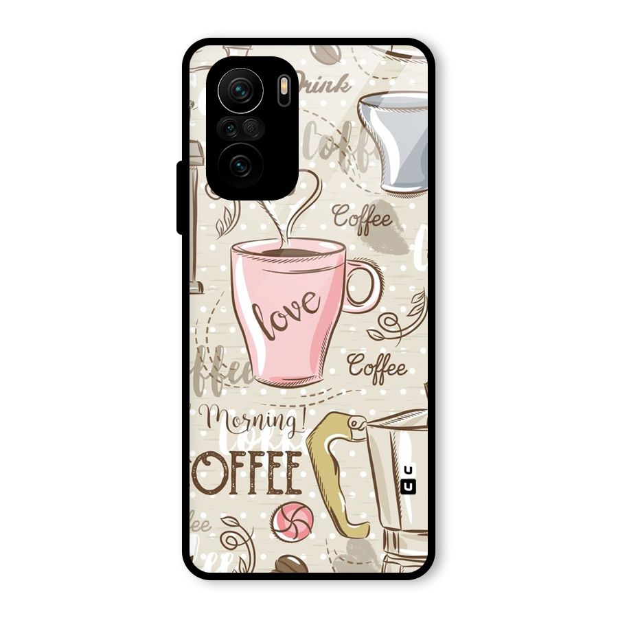 Love Coffee Design Glass Back Case for Mi 11x