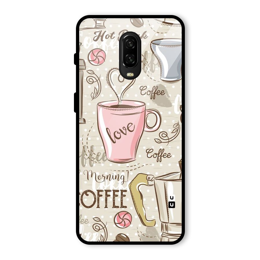 Love Coffee Design Glass Back Case for OnePlus 6T