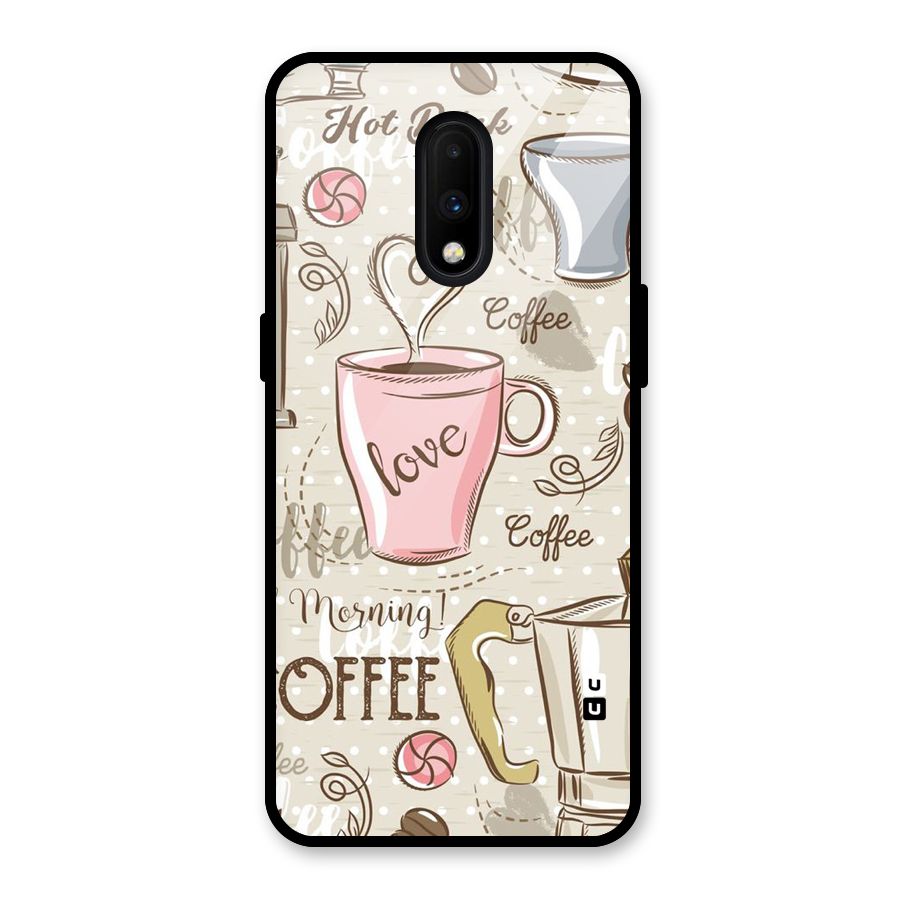 Love Coffee Design Glass Back Case for OnePlus 7