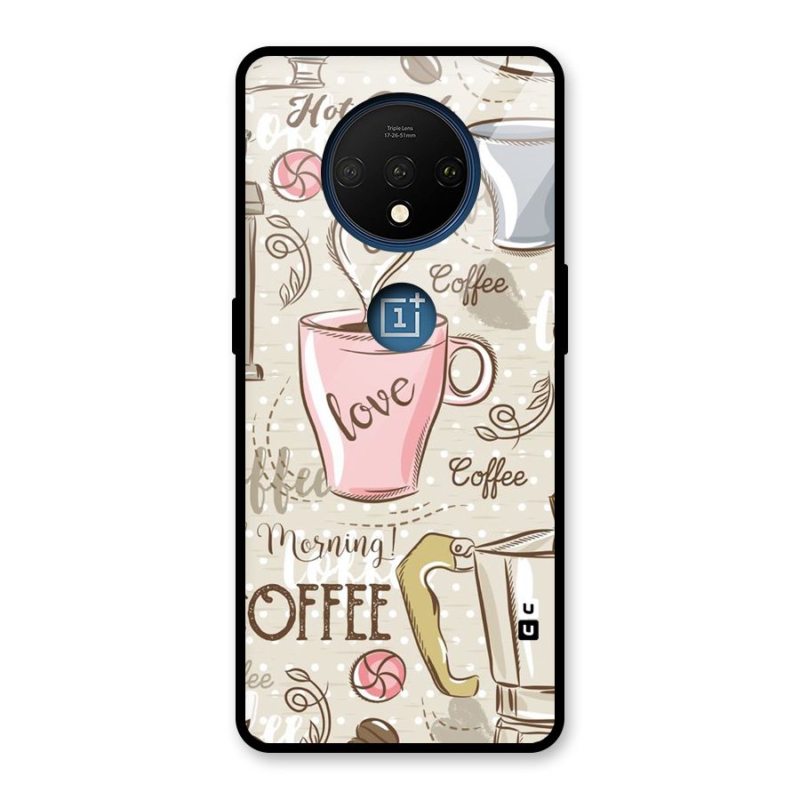 Love Coffee Design Glass Back Case for OnePlus 7T