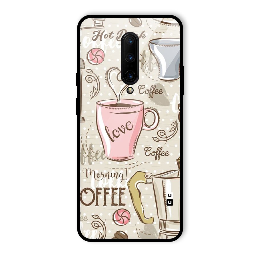 Love Coffee Design Glass Back Case for OnePlus 7 Pro