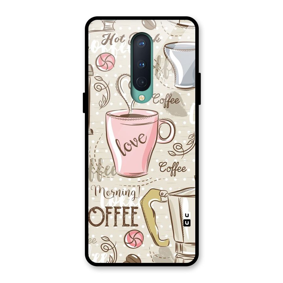Love Coffee Design Glass Back Case for OnePlus 8