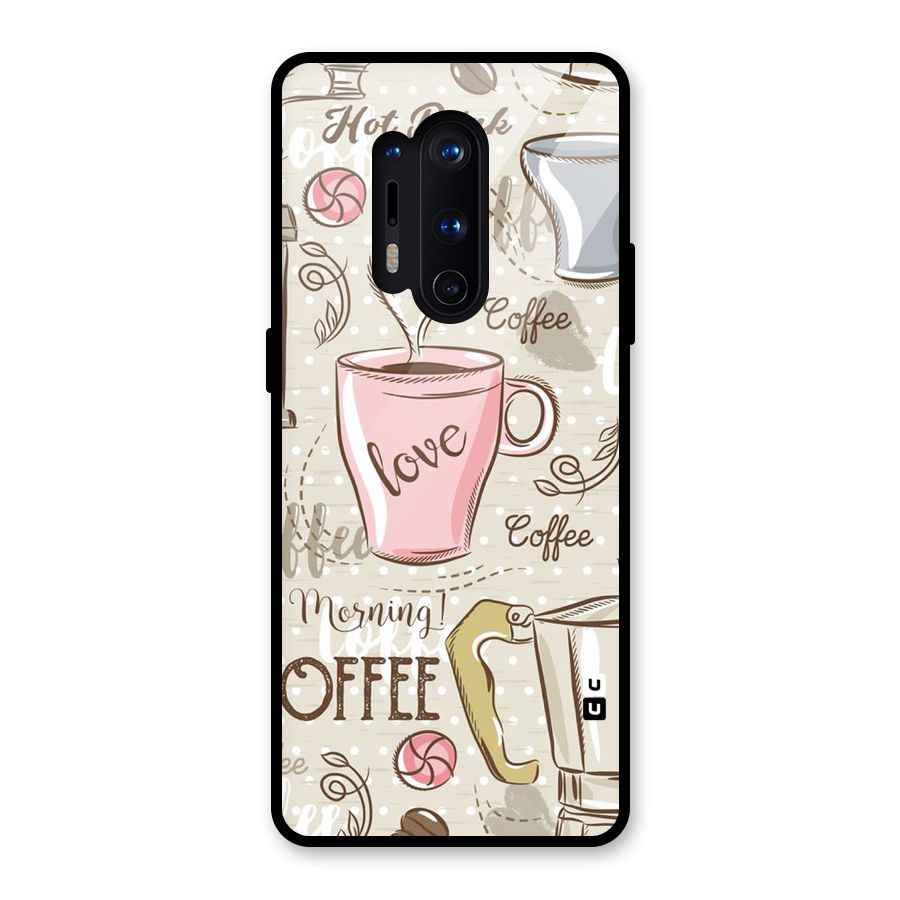 Love Coffee Design Glass Back Case for OnePlus 8 Pro