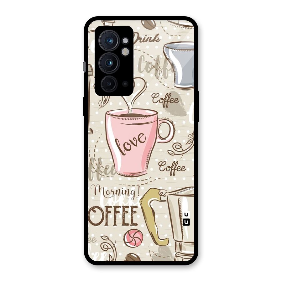 Love Coffee Design Glass Back Case for OnePlus 9RT 5G