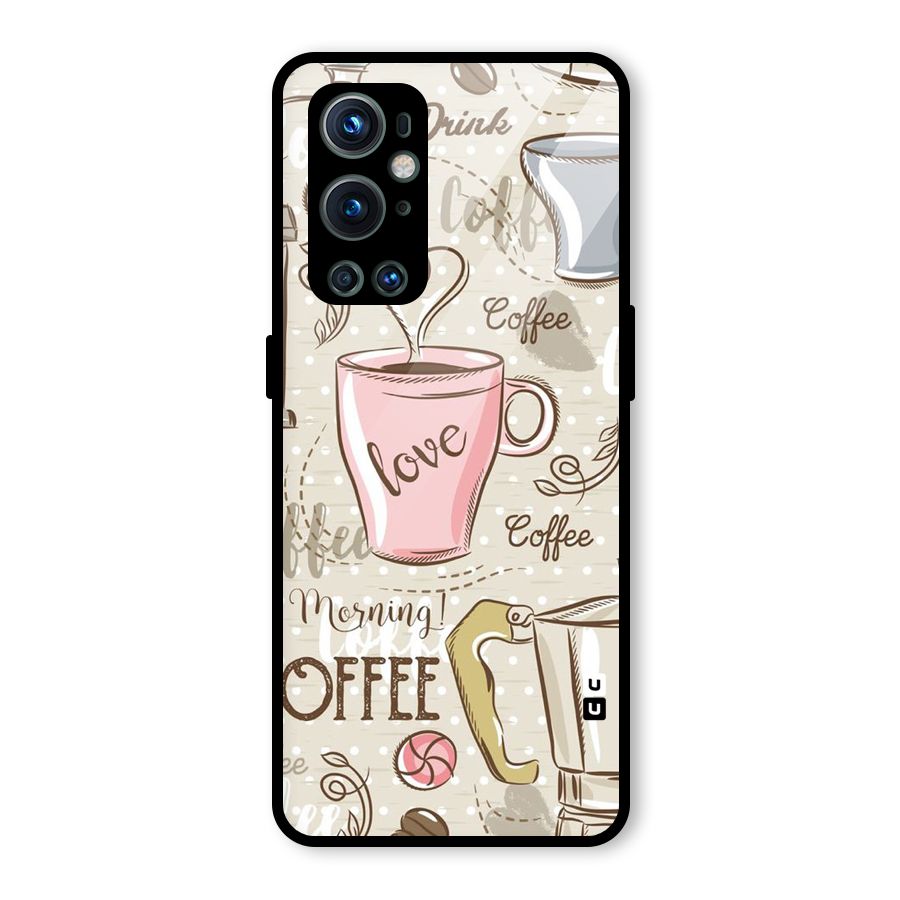 Love Coffee Design Glass Back Case for OnePlus 9 Pro