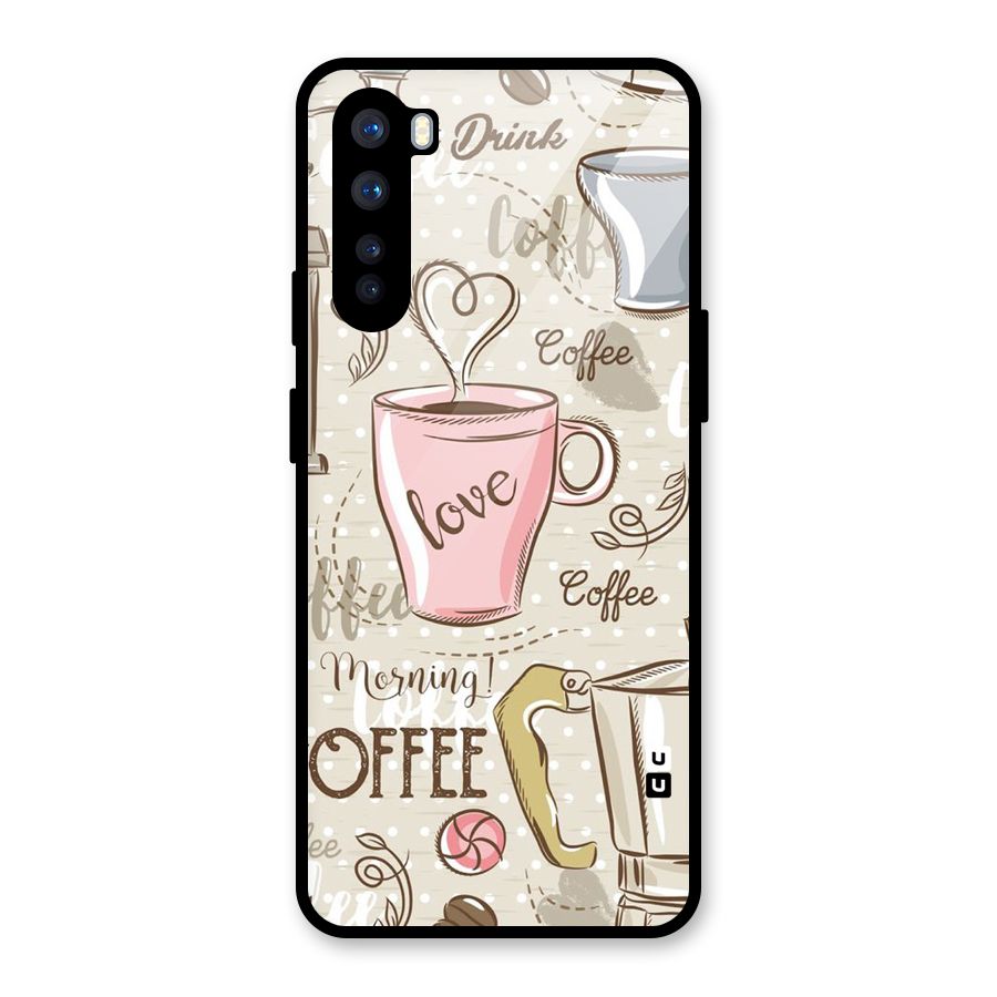 Love Coffee Design Glass Back Case for OnePlus Nord