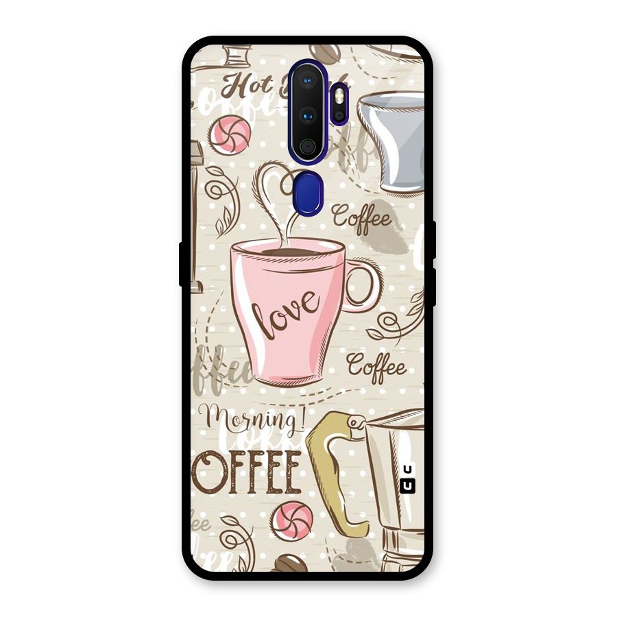 Love Coffee Design Glass Back Case for Oppo A9 (2020)