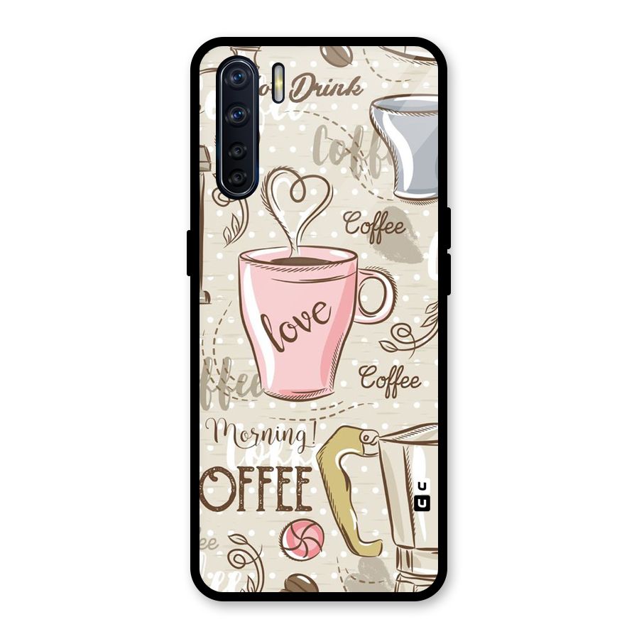 Love Coffee Design Glass Back Case for Oppo F15