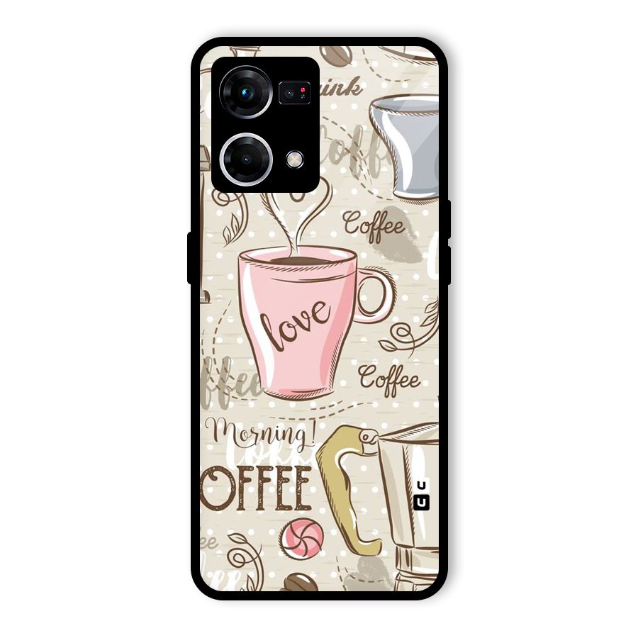 Love Coffee Design Glass Back Case for Oppo F21s Pro 4G