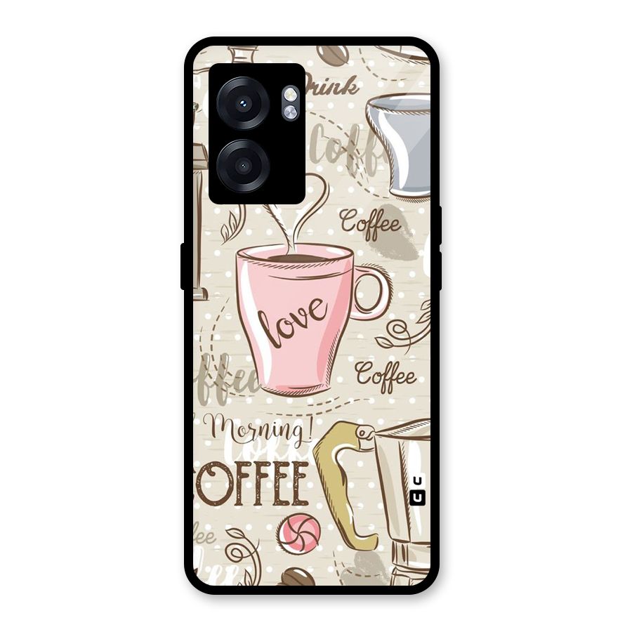 Love Coffee Design Glass Back Case for Oppo K10 (5G)